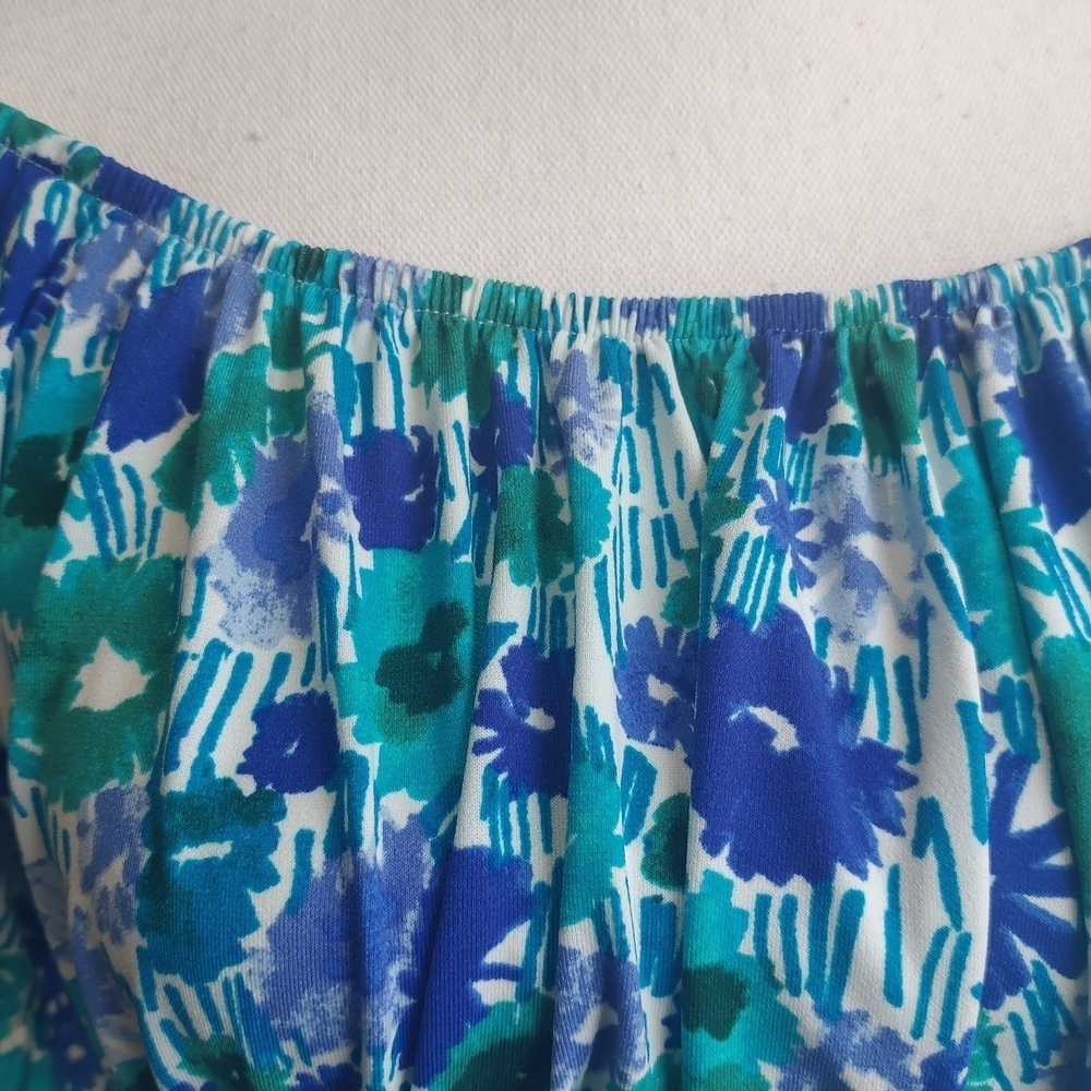 Blue floral off shoulder top - Picture 4 of 4